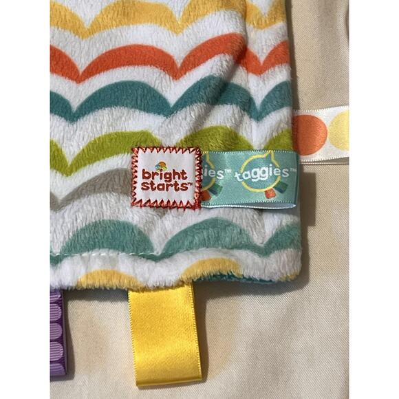 TAGGIES Lovey Baby Squares Security Blanket Tabs Blue Bright Starts - Picture 2 of 5